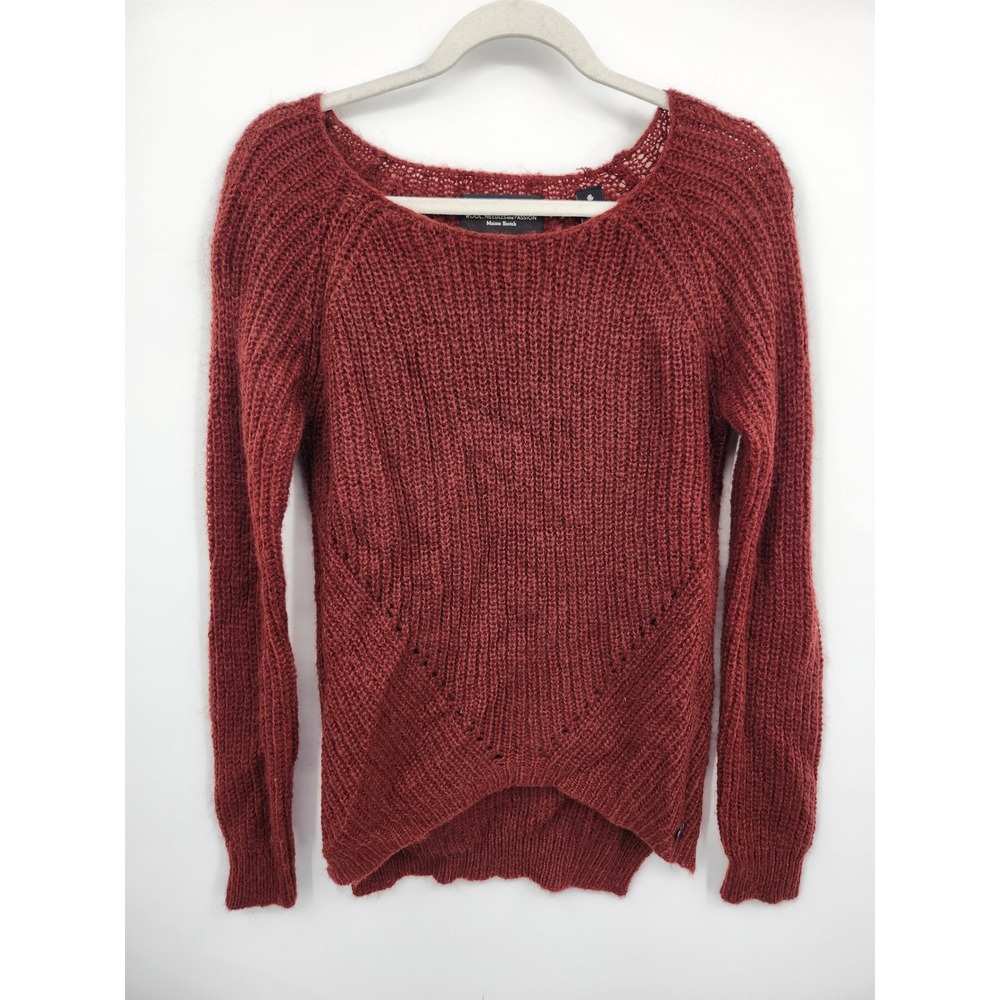 Maison Scotch Sweater Womens 1 Burgundy Mohair Wool Blend High Low Knit